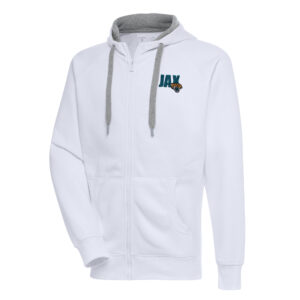 Men's Antigua  White Jacksonville Jaguars Victory Full-Zip Hoodie