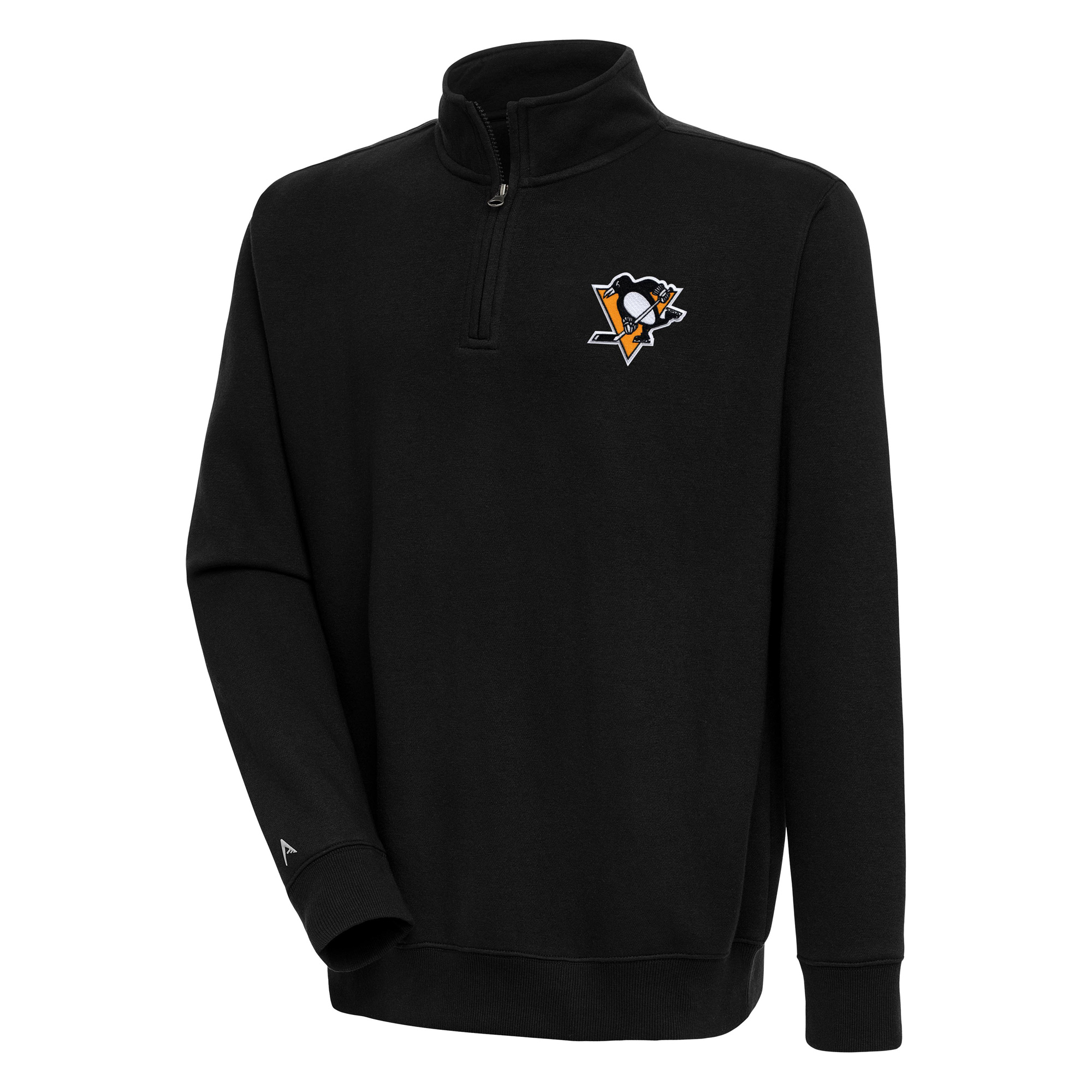Men's Antigua Black Pittsburgh Penguins Victory Quarter-Zip Pullover Top