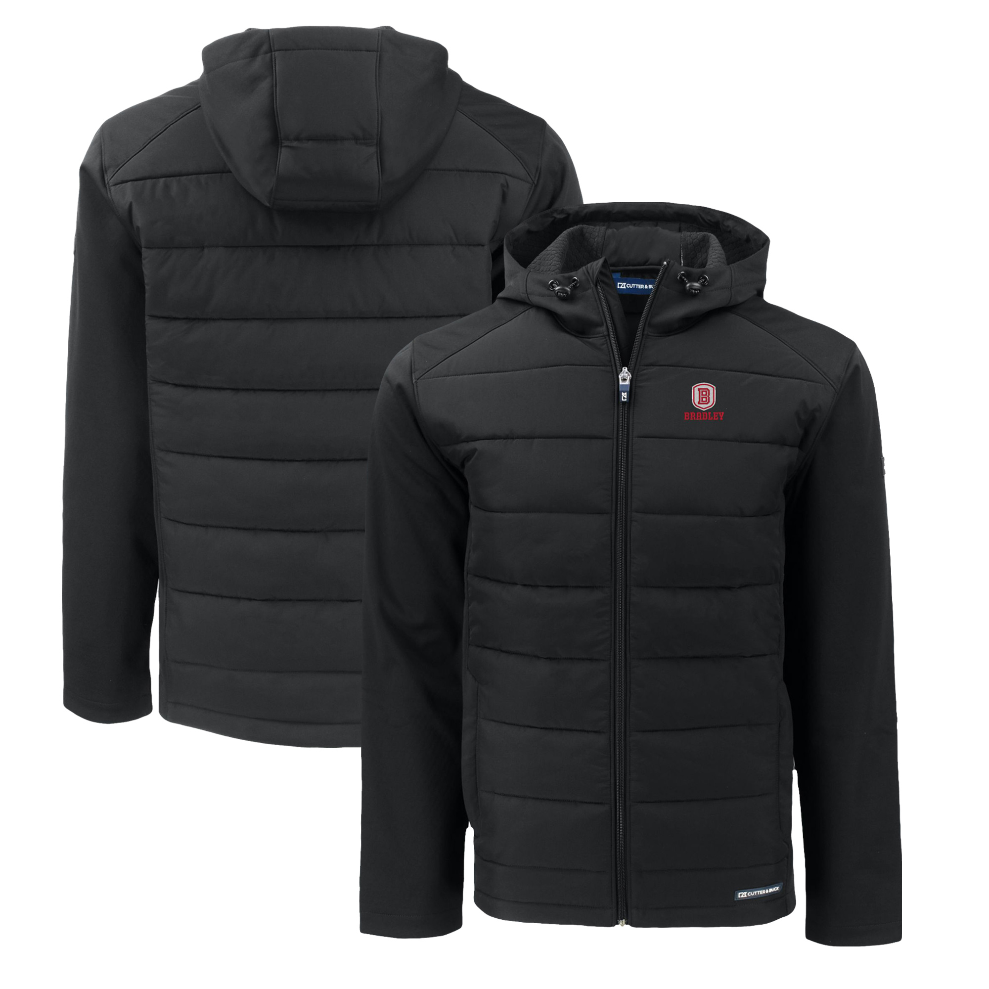 Men's Cutter & Buck Black Bradley Braves Big & Tall Evoke Hybrid Eco Softshell Recycled Full-Zip Hoodie - Image 5