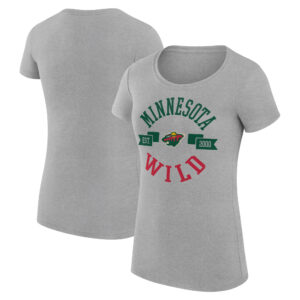 Women's G-III 4Her by Carl Banks Heather Gray Minnesota Wild City Graphic Sport Fitted Crewneck T-Shirt