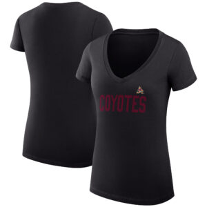 Women's G-III 4Her by Carl Banks Black Arizona Coyotes Dot Print Team V-Neck Fitted T-Shirt