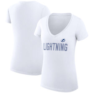 Women's G-III 4Her by Carl Banks White Tampa Bay Lightning Dot Print Team V-Neck Fitted T-Shirt