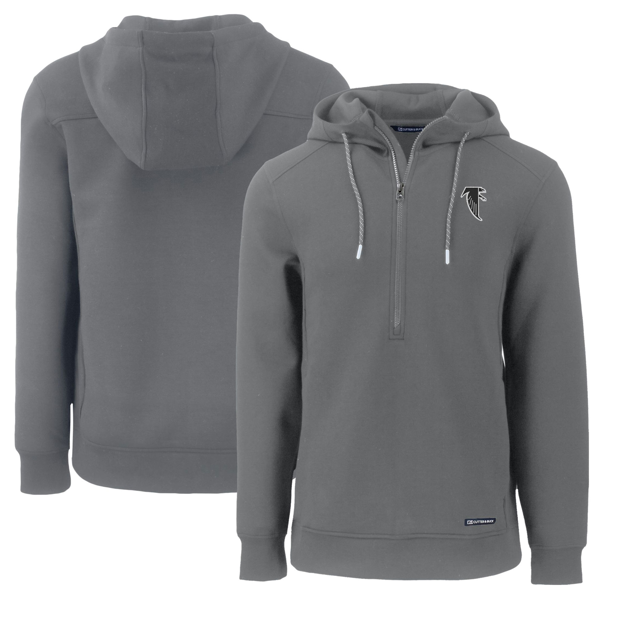 Men's Cutter & Buck Gray Atlanta Falcons Throwback Roam Eco Half-Zip Recycled Pullover Hoodie - Image 5