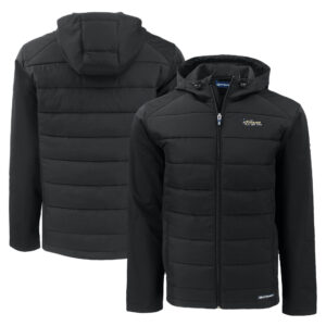 Men's Cutter & Buck Black New York Jets Throwback Evoke Hybrid Eco Softshell Recycled Full-Zip Hoodie Jacket