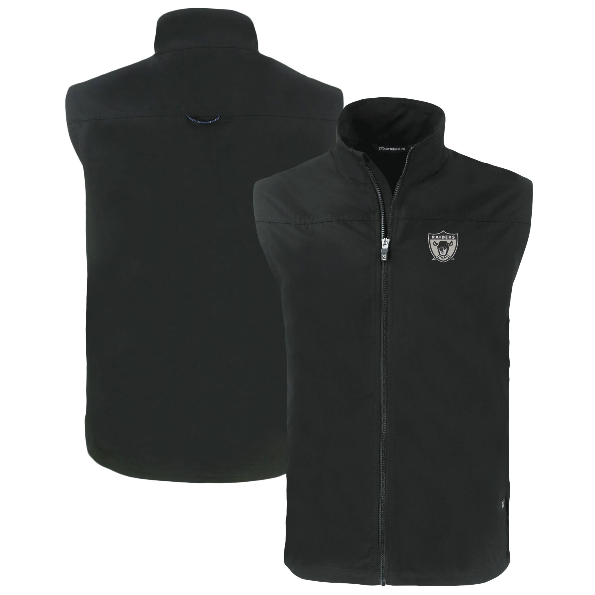Men's Cutter & Buck Black Las Vegas Raiders Throwback Big & Tall Charter Eco Full-Zip Vest