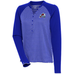 Women's Antigua  Royal Colorado Avalanche Maverick Henley Long Sleeve T-Shirt