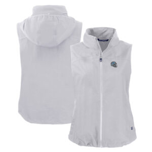 Women's Cutter & Buck Gray Detroit Lions Helmet Logo Charter Eco Recycled Full-Zip Vest