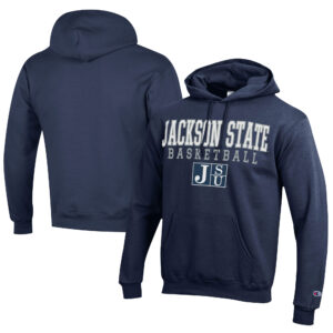 Men's Champion  Navy Jackson State Tigers Stacked Logo Basketball Eco Powerblend Pullover Hoodie