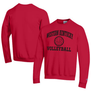 Men's Champion  Red Western Kentucky Hilltoppers Icon Logo Volleyball Eco Powerblend Pullover Sweatshirt