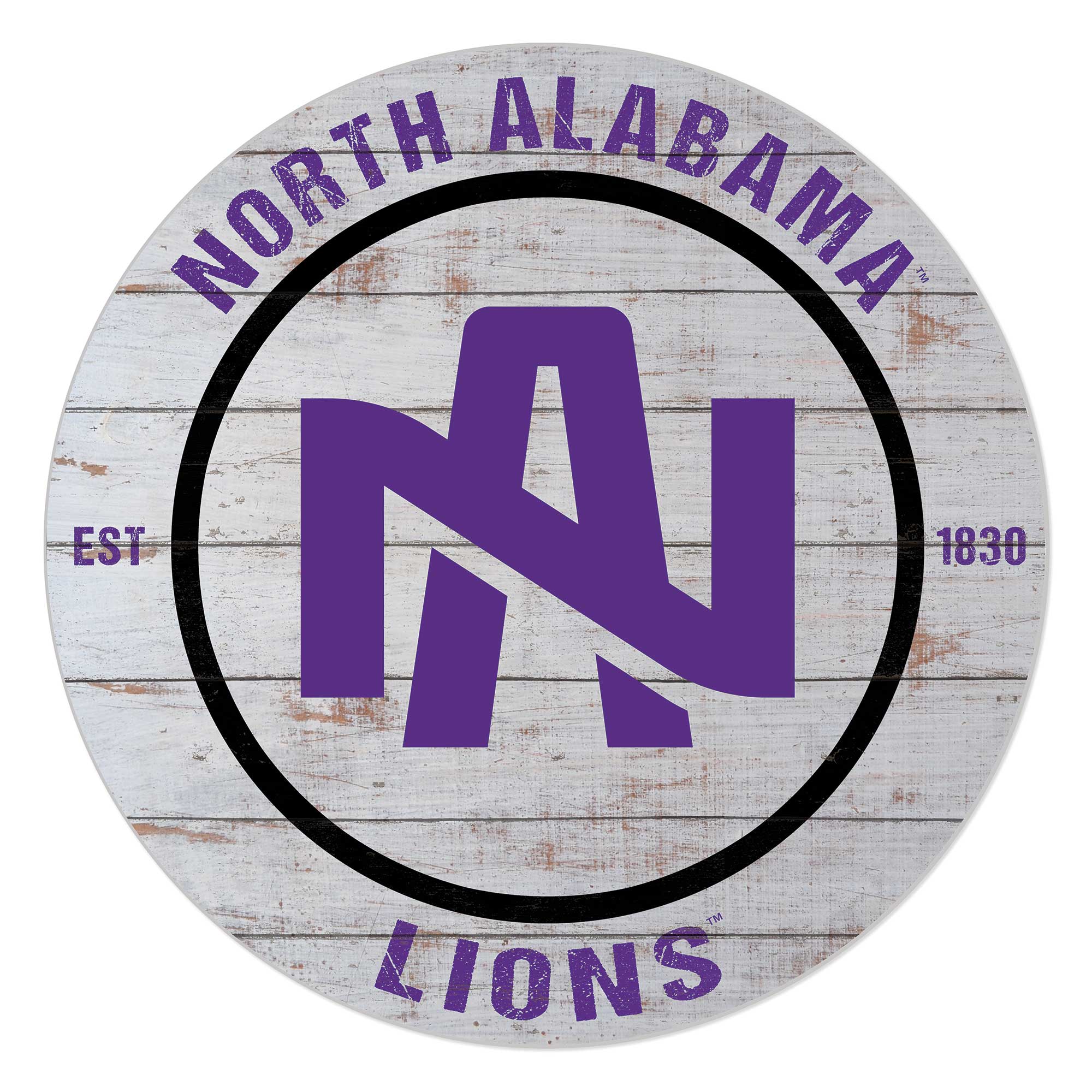 North Alabama Lions 20" Indoor/Outdoor Weathered Circle Sign - Image 2
