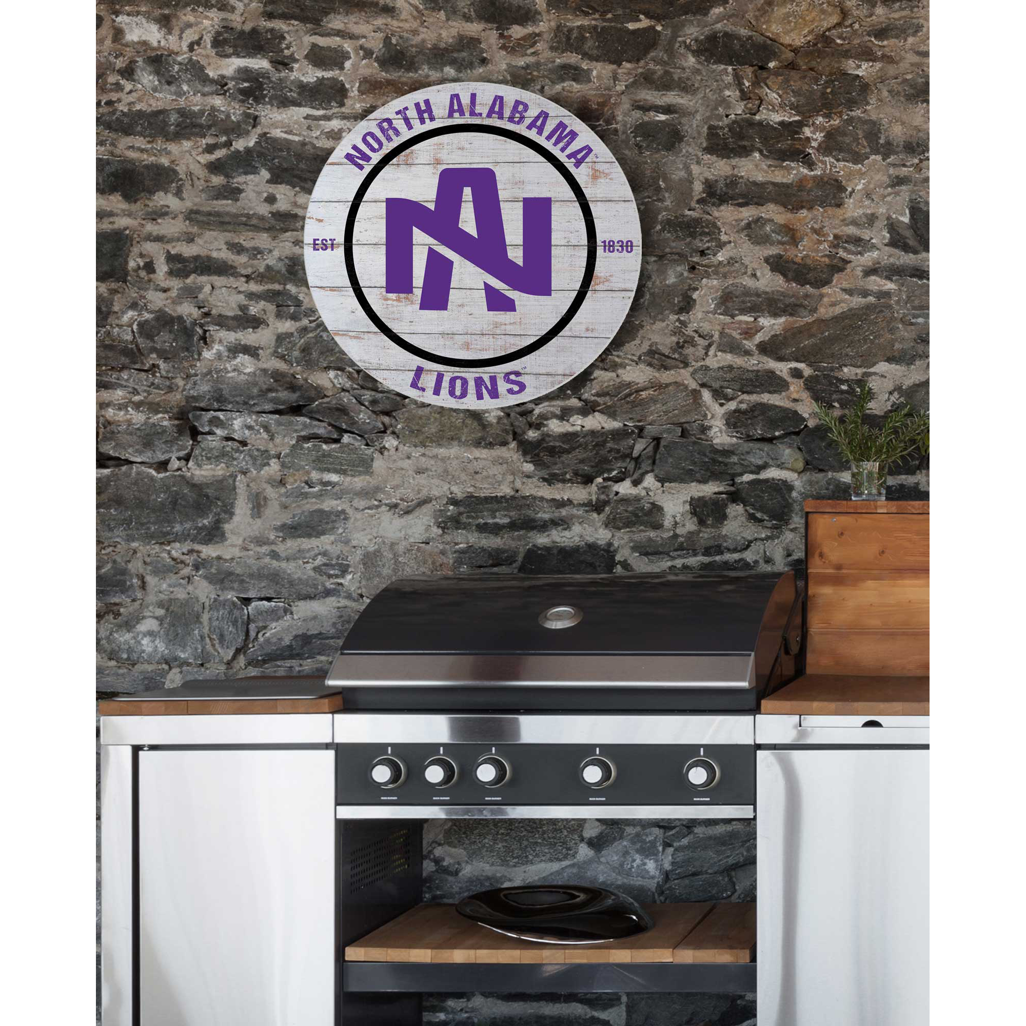North Alabama Lions 20" Indoor/Outdoor Weathered Circle Sign - Image 5