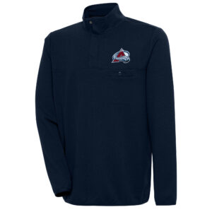 Men's Antigua  Navy Colorado Avalanche Streamer Quarter-Snap Pullover Jacket