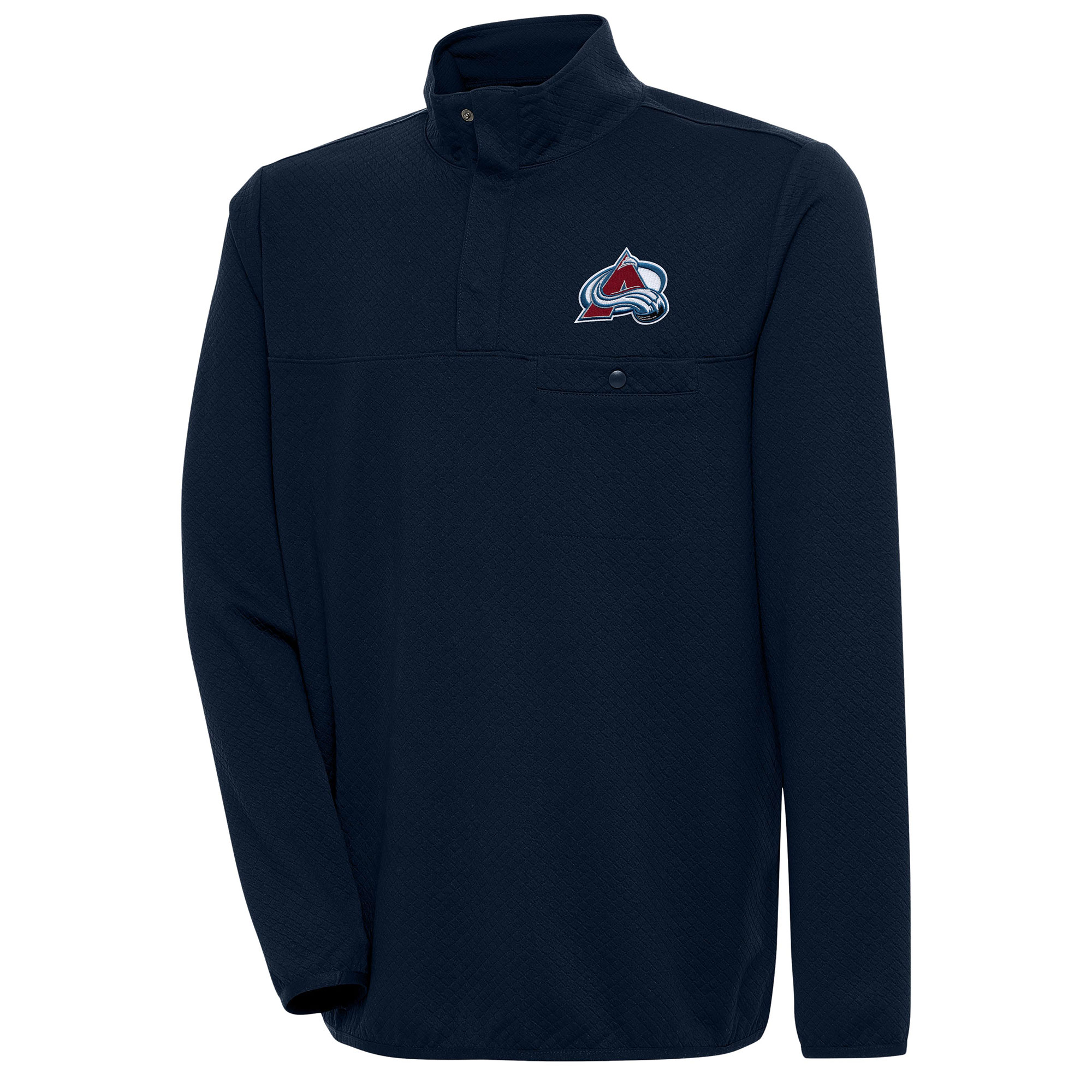 Men's Antigua Navy Colorado Avalanche Streamer Quarter-Snap Pullover Jacket