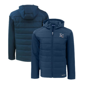 Men's Cutter & Buck  Navy Kansas City Royals Stars & Stripes Evoke Hybrid Eco Softshell Recycled Full-Zip Hoodie Jacket