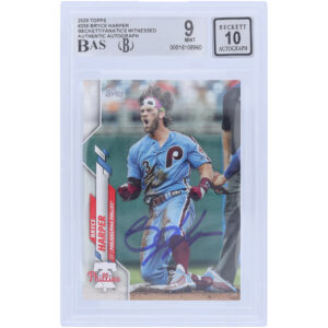 Bryce Harper Philadelphia Phillies Autographed 2020 Topps Series 1 #250 Beckett Fanatics Witnessed Authenticated 9/10 Card