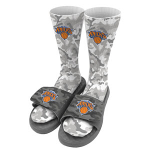 Youth ISlide Gray New York Knicks Camo Sock & Slide Bundle