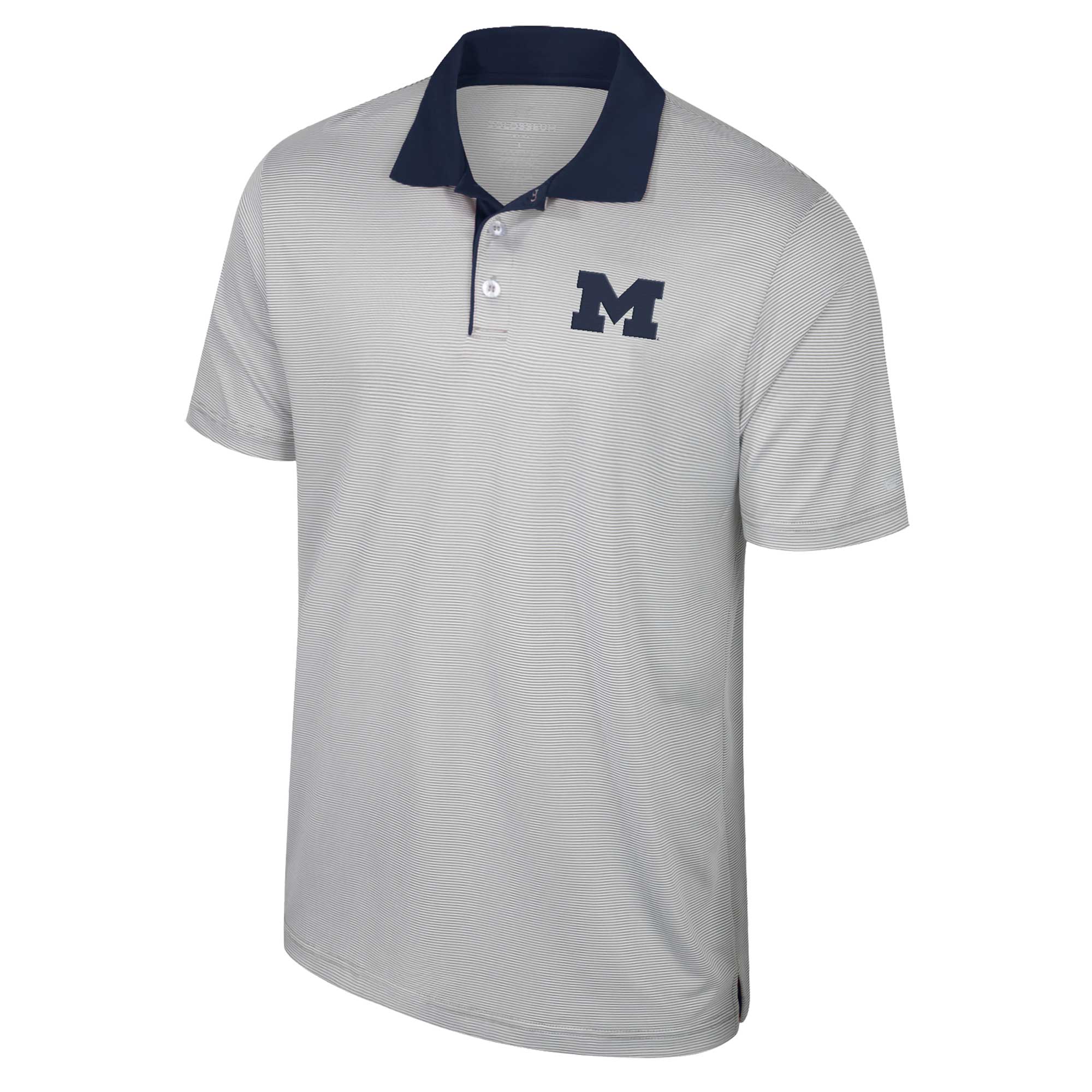 Men's Colosseum Gray Michigan Wolverines Tuck Striped Polo - Image 6