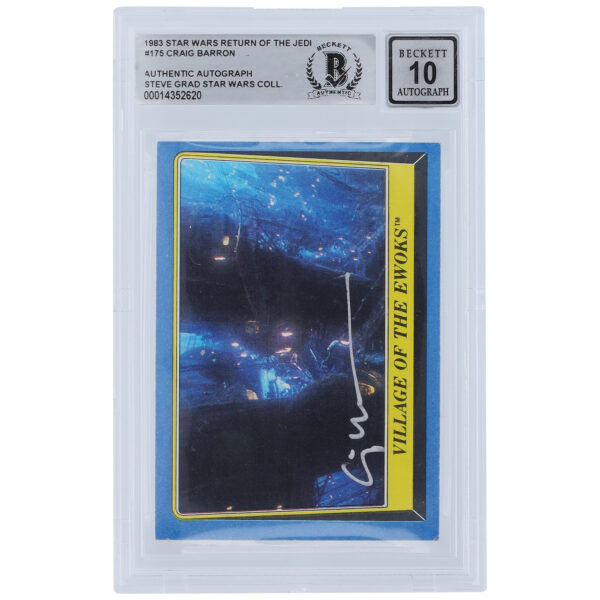 Craig Barron Star Wars Autographed 1983 Topps Return of the Jedi #175 BGS Authenticated 10 Card