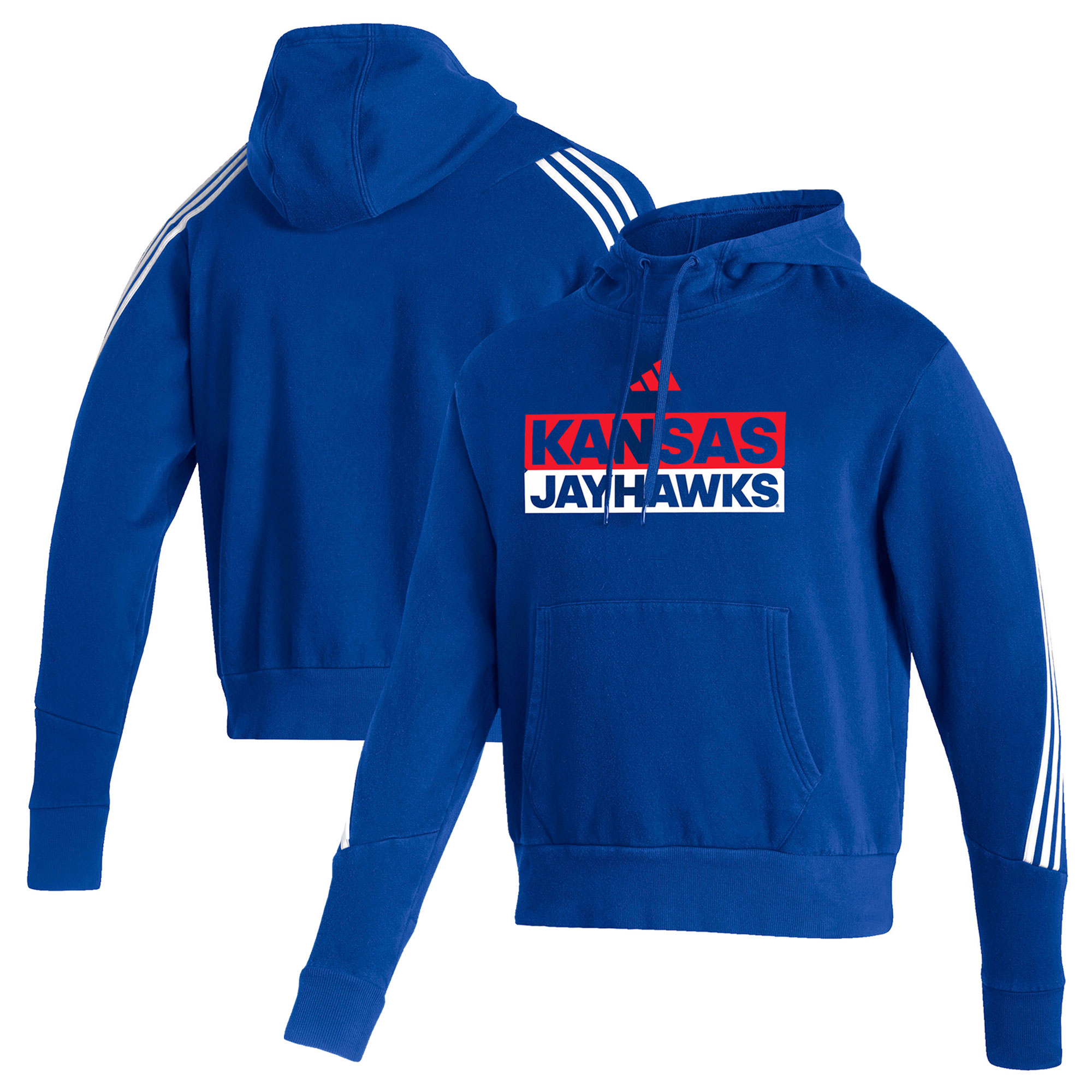 Men's adidas Royal Kansas Jayhawks Sideline Fashion Pullover Hoodie - Image 2