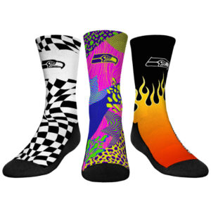Youth Rock Em Socks Navy Seattle Seahawks Team Vibes Three-Pack Crew Socks Set
