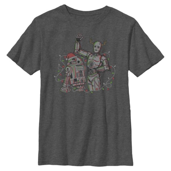 Youth Mad Engine  Heather Charcoal Star Wars Holiday Droids Graphic T-Shirt