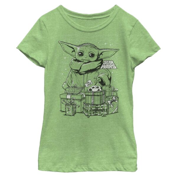 Girl's Youth Mad Engine Grogu Green The Mandalorian Galactic Gifts Graphic T-Shirt