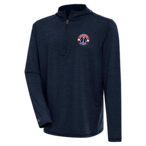 Men's Antigua Heather Navy Washington Wizards Tidy Quarter-Zip Lightweight Pullover Top