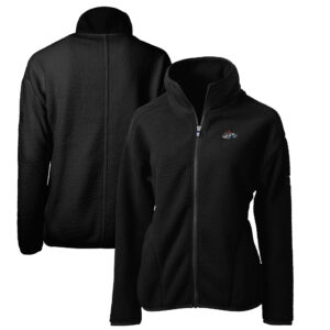 Women's Cutter & Buck Black Rocket City Trash Pandas Cascade Eco Sherpa Full-Zip Fleece Jacket