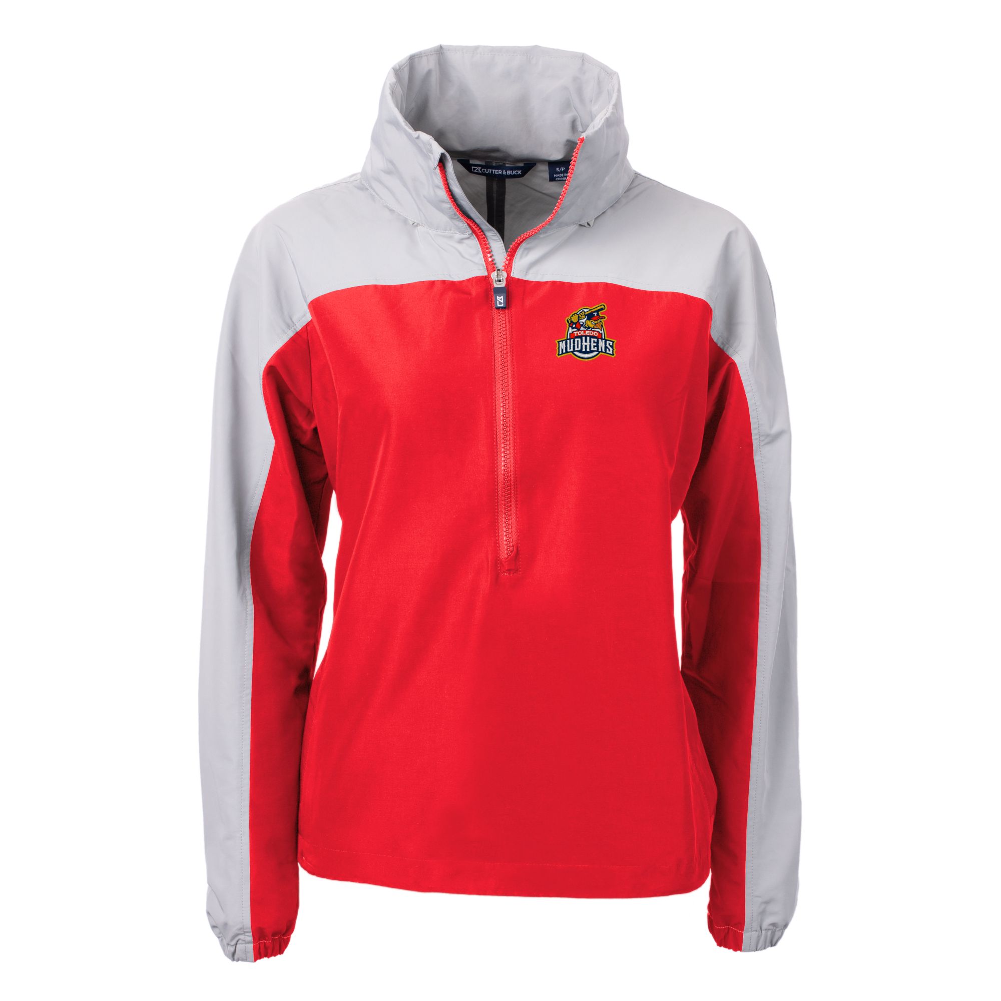 Women's Cutter & Buck Red/Gray Toledo Mud Hens Charter Eco Recycled Half-Zip Anorak Jacket - Image 6