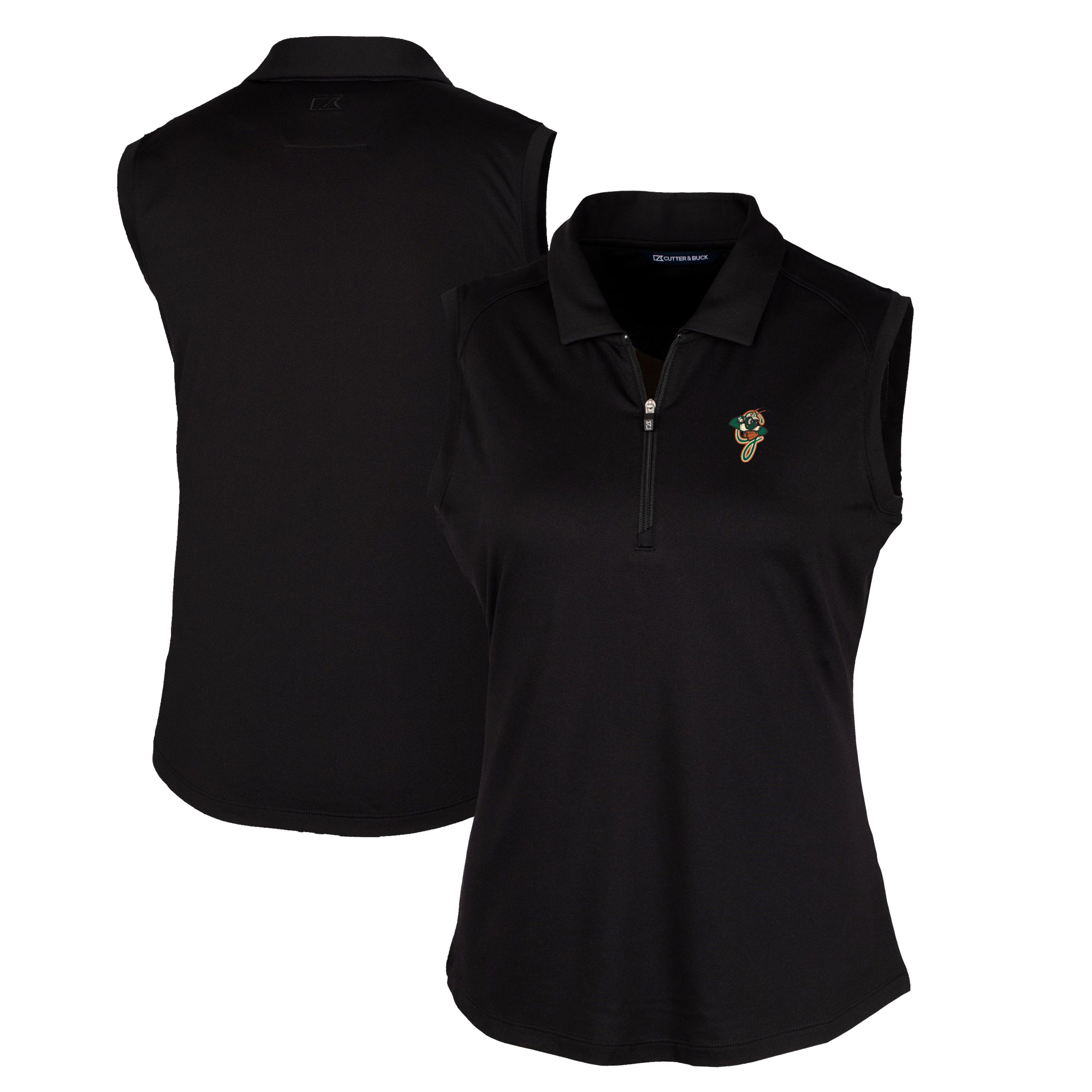 Women's Cutter & Buck Black Greensboro Grasshoppers Forge DryTec Stretch Sleeveless Polo - Image 2