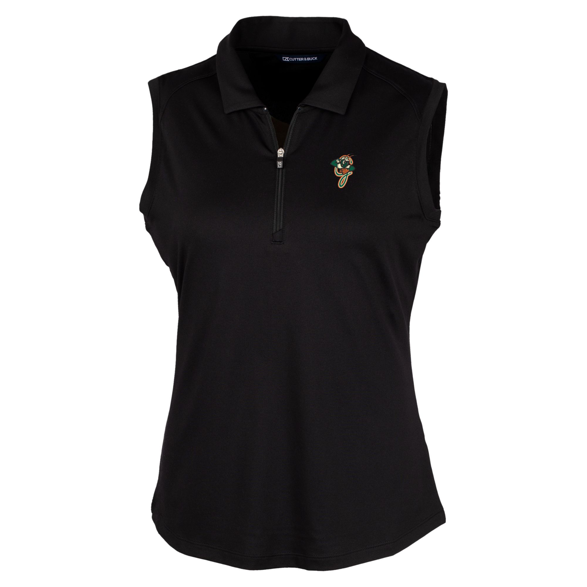 Women's Cutter & Buck Black Greensboro Grasshoppers Forge DryTec Stretch Sleeveless Polo - Image 3