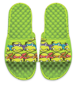 Men's ISlide  Green Teenage Mutant Ninja Turtles Character Face Pattern Graphic Slide Sandals