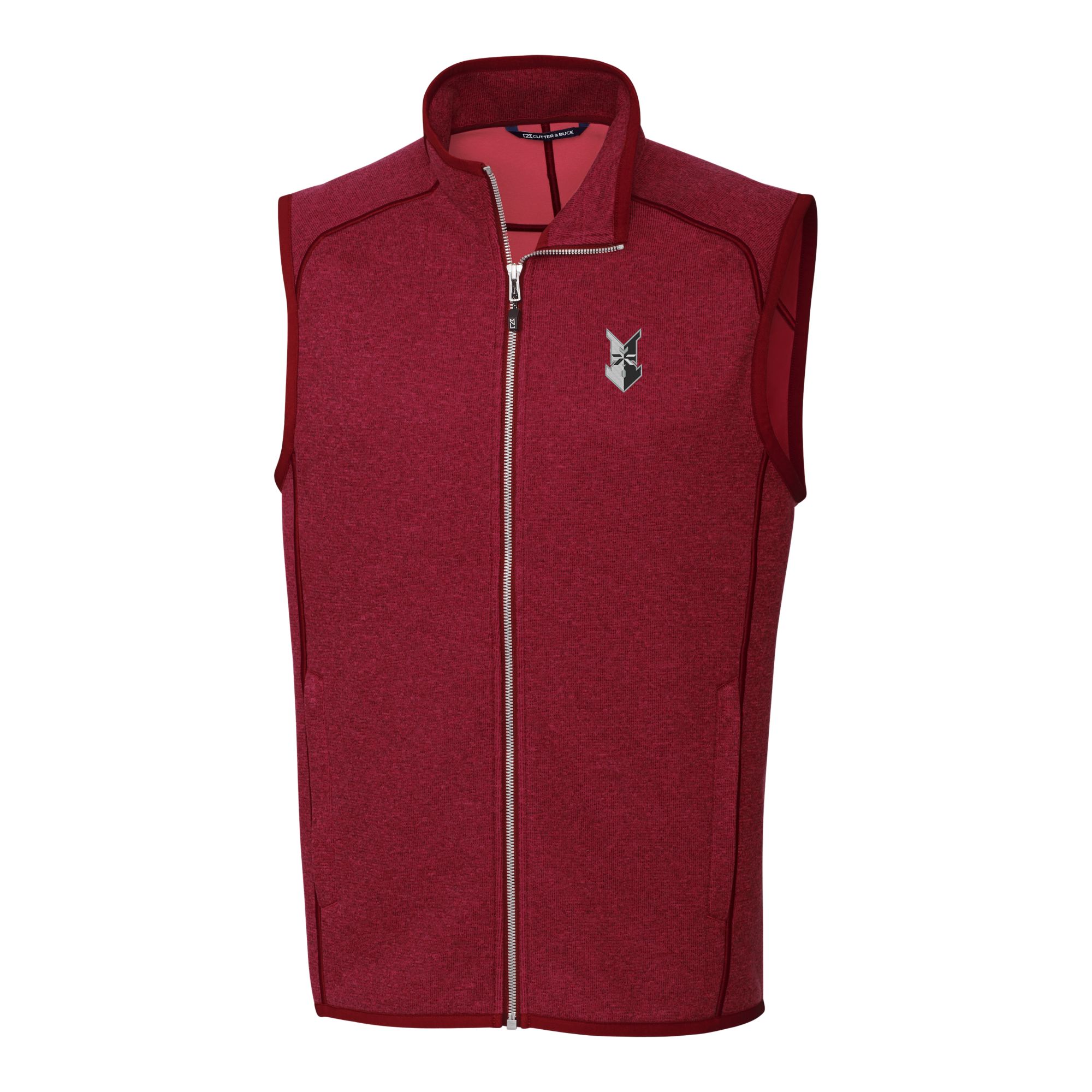 Men's Cutter & Buck Heather Red Indianapolis Indians Mainsail Sweater-Knit Full-Zip Vest - Image 3