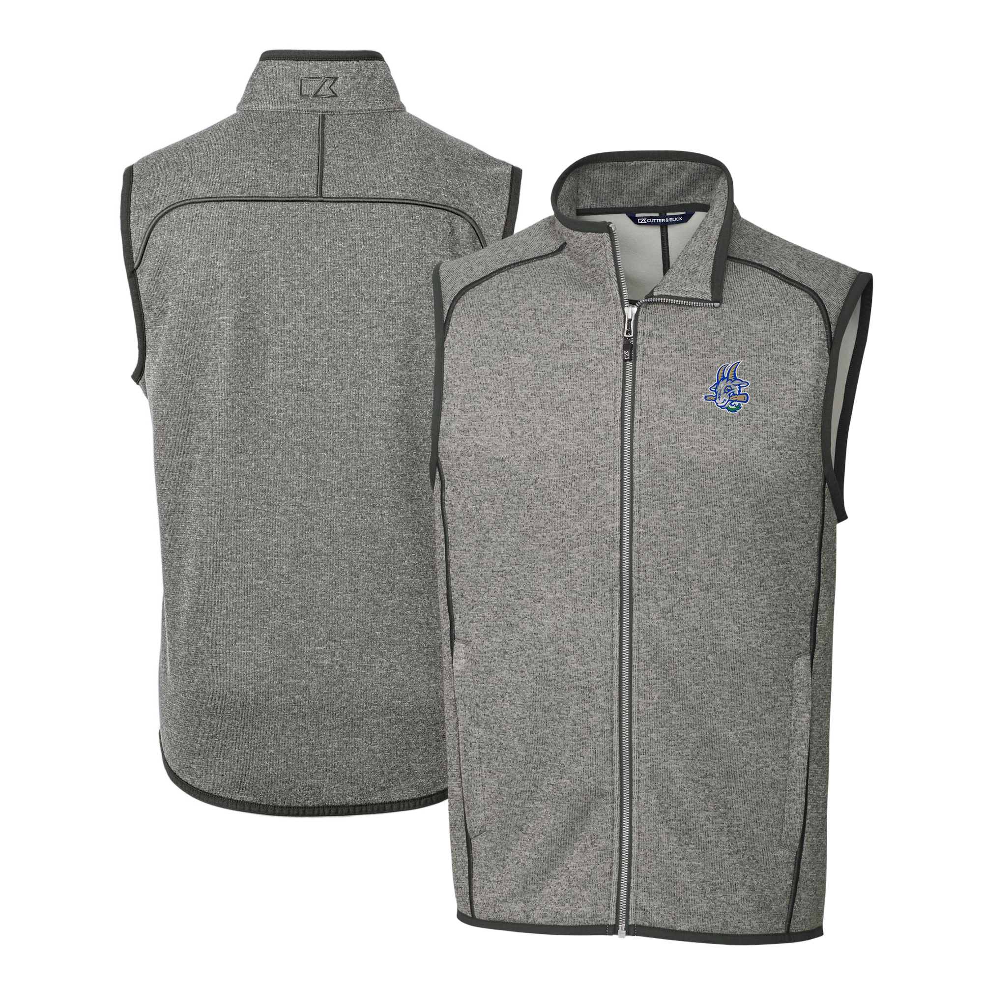 Men's Cutter & Buck Heather Gray Hartford Yard Goats Mainsail Sweater-Knit Full-Zip Vest - Image 5