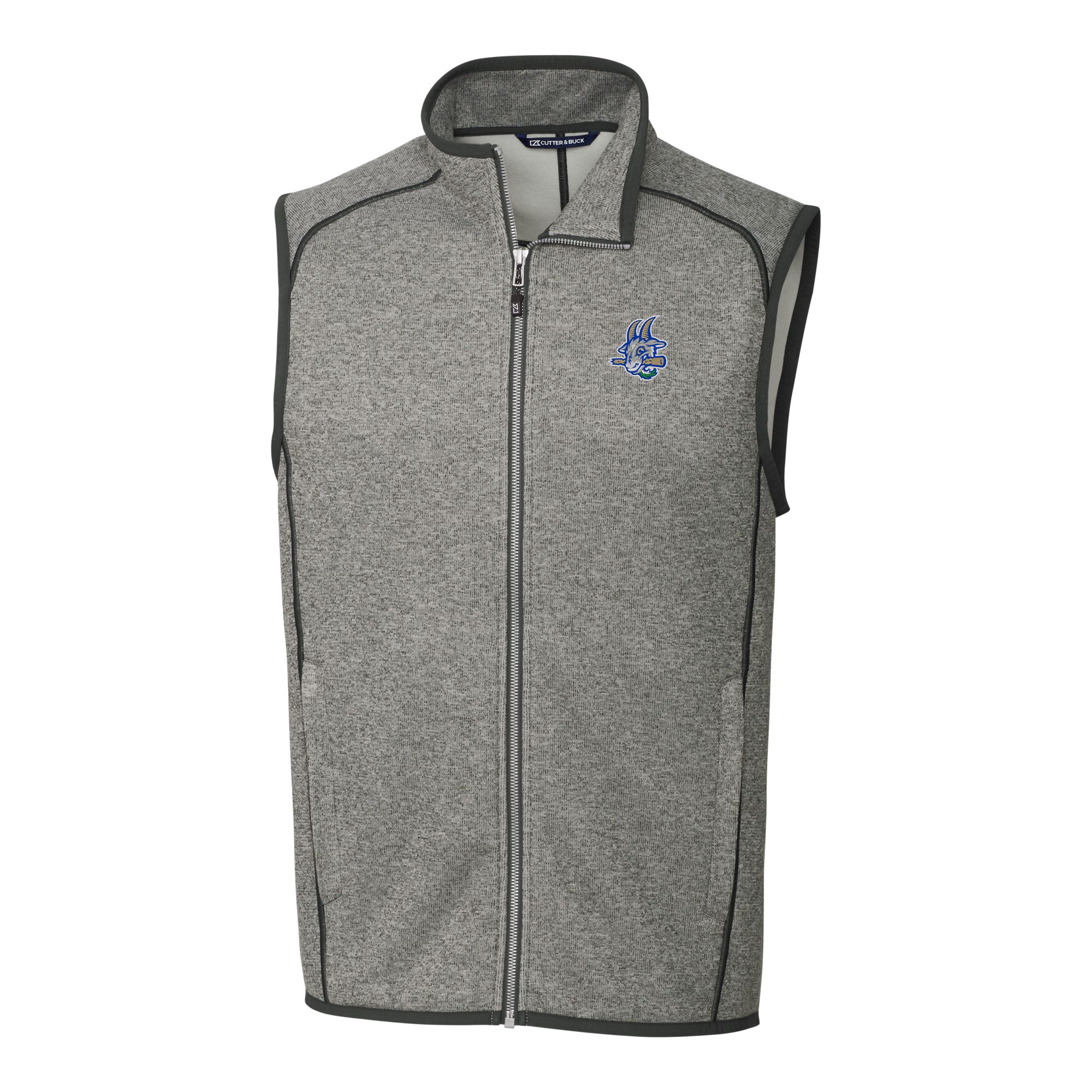 Men's Cutter & Buck Heather Gray Hartford Yard Goats Mainsail Sweater-Knit Full-Zip Vest - Image 6