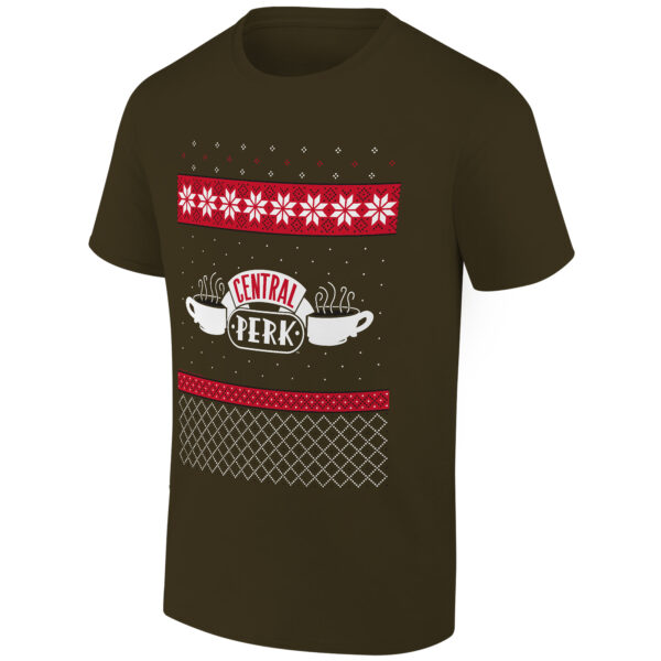 Men's Ripple Junction Olive Brown Friends Central Perk Holiday Graphic T-Shirt - Image 3