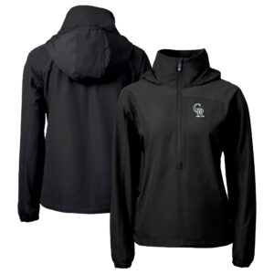 Women's Cutter & Buck  Black Colorado Rockies City Connect Charter Eco Recycled Half-Zip Anorak Jacket