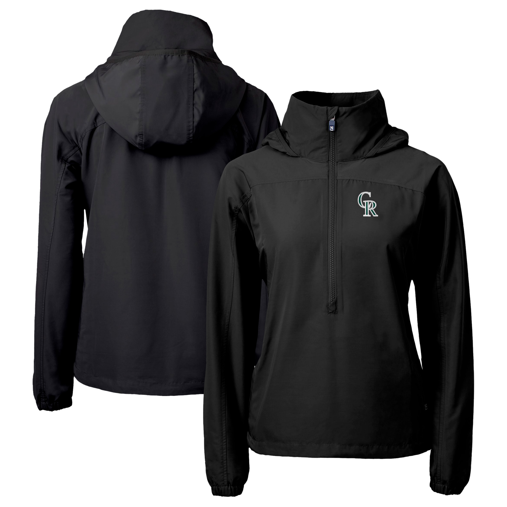 Women's Cutter & Buck Black Colorado Rockies City Connect Charter Eco Recycled Half-Zip Anorak Jacket