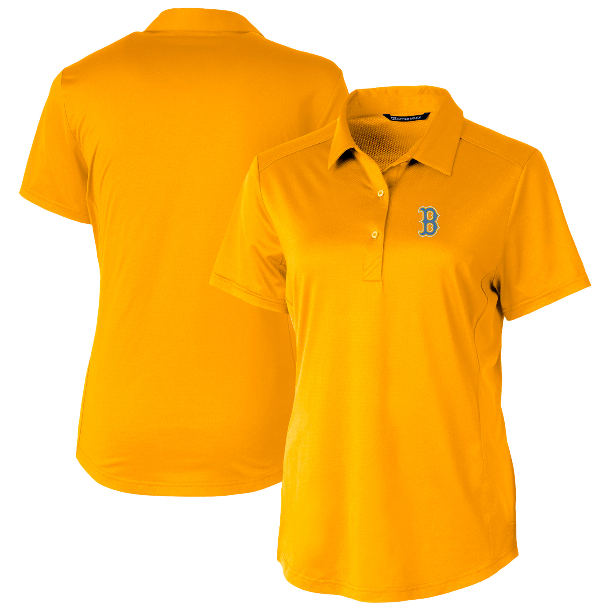 Women's Cutter & Buck Gold Boston Red Sox City Connect Prospect Textured Stretch Polo