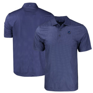 Men's Cutter & Buck Navy Miami Dolphins  Americana Pike Eco Tonal Geo Print Stretch Recycled Polo