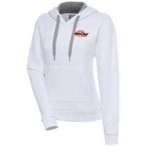 Women's Antigua  White Pepperdine Waves Victory Pullover Hoodie