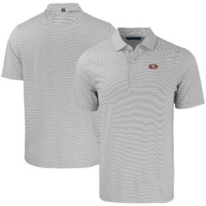 Men's Cutter & Buck Gray/White San Francisco 49ers  Forge Eco Double Stripe Stretch Recycled Polo