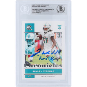 Jaylen Waddle Miami Dolphins Autographed 2021 Panini Chronicles #76 Beckett Fanatics Witnessed Authenticated Rookie Card with "Fins Up" Inscription