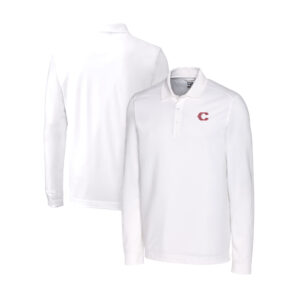 Men's Cutter & Buck White Cincinnati Reds City Connect Big & Tall Advantage Tri-Blend Pique Long Sleeve Polo