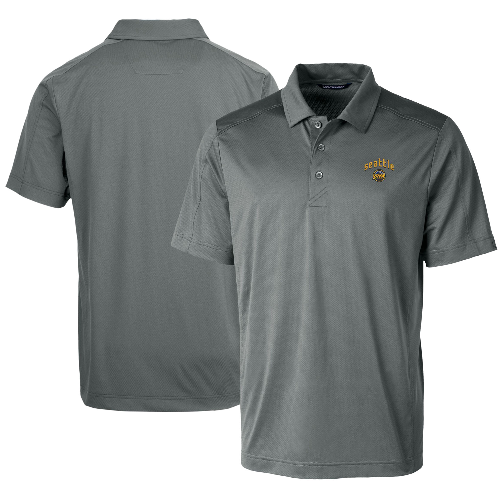 Men's Cutter & Buck Gray Seattle Mariners City Connect Prospect Textured Stretch Polo