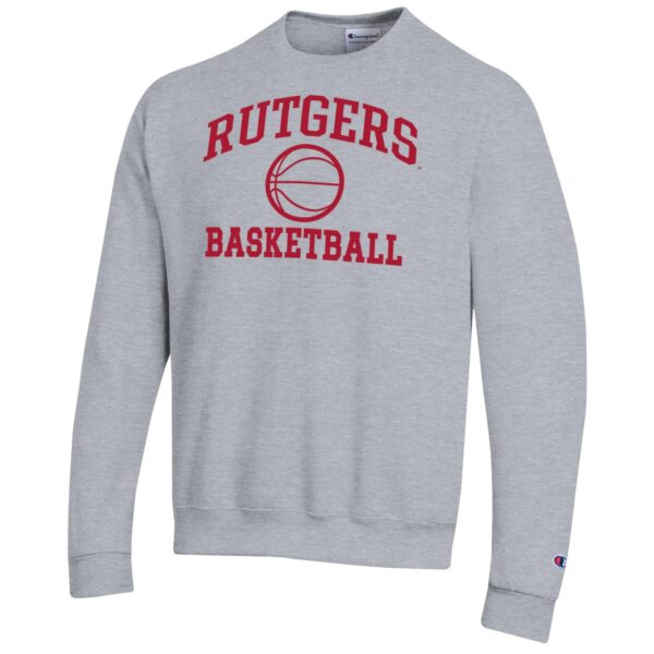 Men's Champion Heather Gray Rutgers Scarlet Knights Basketball Icon Pullover Crewneck Sweatshirt - Image 4