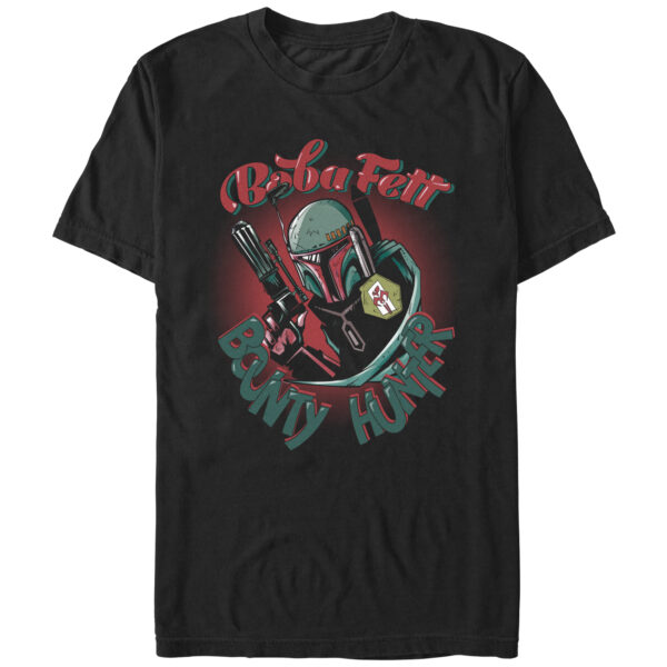 Men's Mad Engine Boba Fett Black Star Wars Bubble Font Graphic T-Shirt