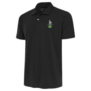 Men's Antigua  Charcoal Los Angeles Dodgers Shamrock Tribute Polo
