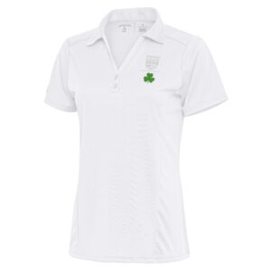 Women's Antigua  White Sacramento Kings Shamrock Tribute Polo