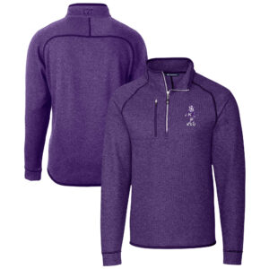 Men's Cutter & Buck  Heather Purple Kansas State Wildcats Vault Mainsail Sweater-Knit Raglan Half-Zip Jacket